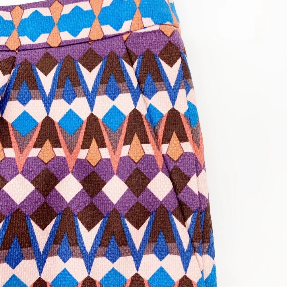J Crew Mini Skirt 2 Geometric Print Artsy Chic Retro Revival‎ Workwear Mod Style